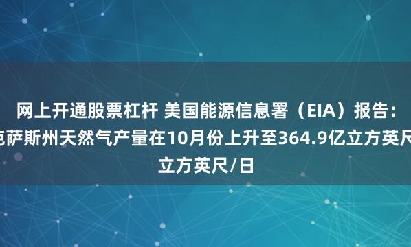 网上开通股票杠杆 美国能源信息署（EIA）报告：德克萨斯州天然气产量在10月份上升至364.9亿立方英尺/日