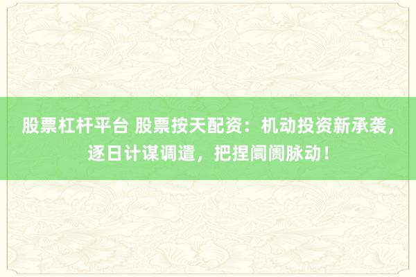 股票杠杆平台 股票按天配资：机动投资新承袭，逐日计谋调遣，把捏阛阓脉动！